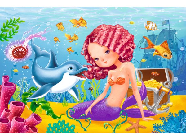 ПАЗЛЫ-РАМКИ 180 х 255 мм (Рыжий Кот) ПАЗЛ-РАМКА. 15 элементов. РУСАЛОЧКА №11 (Арт. П15-7538)