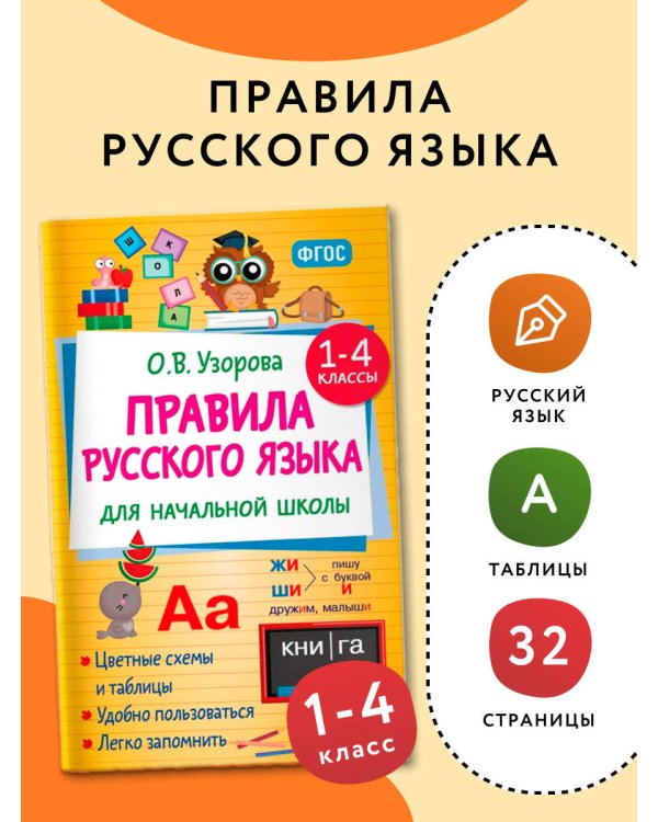 Правила русского языка для начальной школы. 1-4 классы
