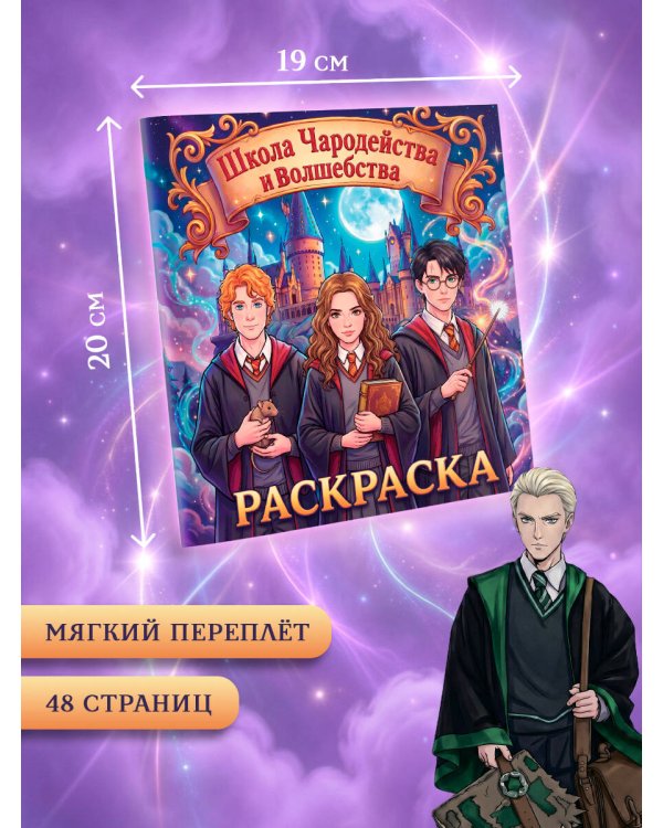 Школа чародейства и волшебства. Раскраска