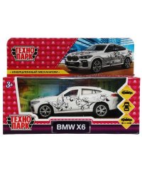 Машина металл BMW X6 ДЛЯ ДЕВОЧЕК 12 см, двери, багаж, инер, белый, кор. Технопарк в кор.2*36шт