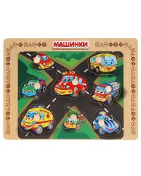 Игрушка деревянная рамка-вкладыш "машинки" Буратино в кор.100шт