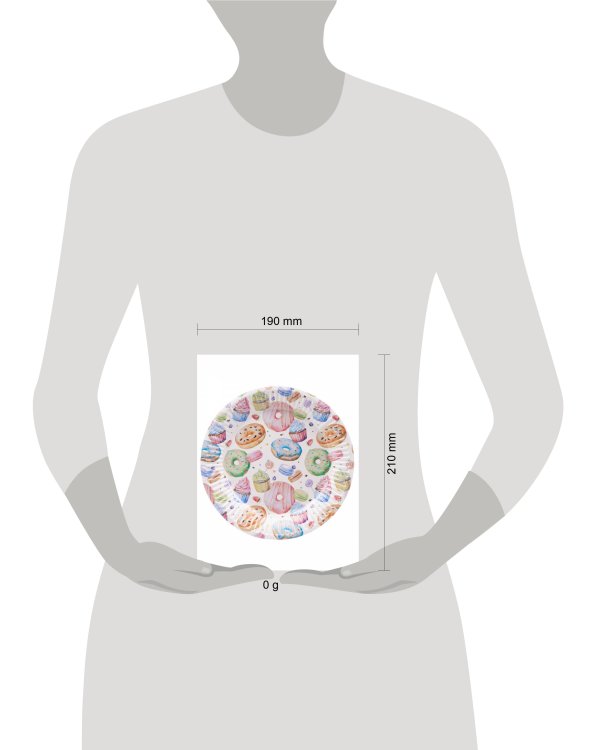 Тарелка бумажная Пончики  (17 см., 6 шт.) флоупак ФЛ-0953