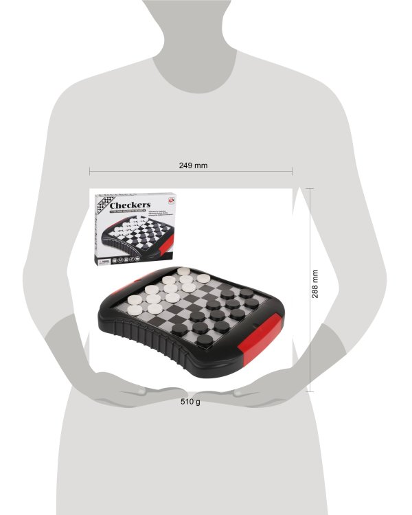 Игра настольная для взрослых: Шашки, в компл. игр. поле магнит. с лотками 27,5х23,5см, шашки,кор.