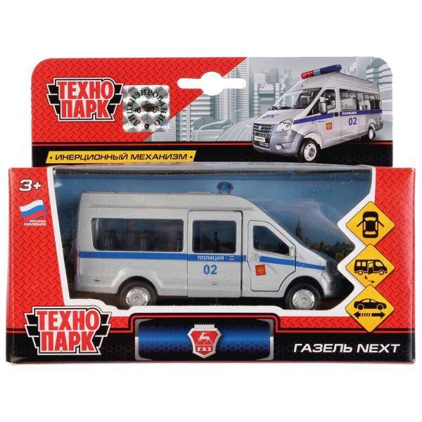 Машина металл ГАЗ Газель NEXT полиция 12см, открыв. двери, инерц. в кор. Технопарк в кор.2*24шт