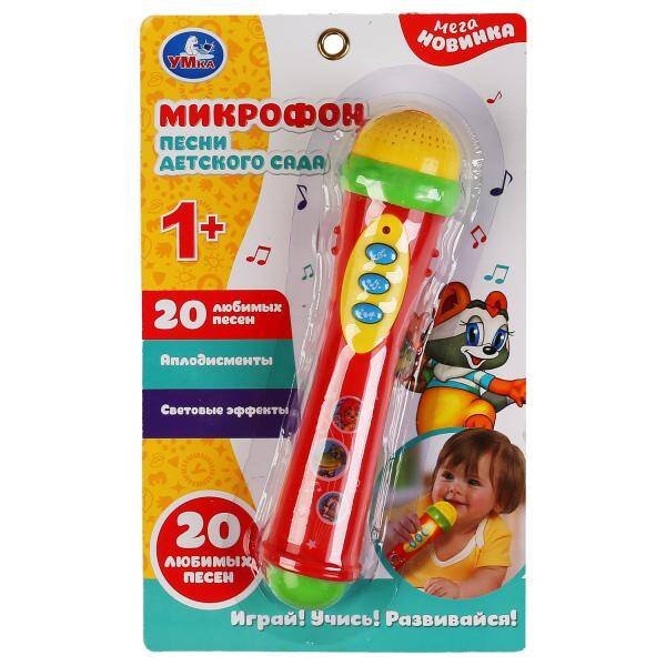 Микрофон Шаинский музыка 20 песен детского сада, на бат. свет на блистере Умка в кор.2*72шт