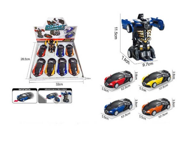РОБОТЫ, ТРАНСФОРМЕРЫ (Рыжий Кот) Машинка-робот спорткар(11,5см)(цвет-микс,в пакете) ( Арт. 1973453)