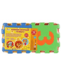 Коврик сборный Экран любимые герои ,с цифрами, 10 эл., каждый 14*14см "Играем вместе" в кор.2*108шт