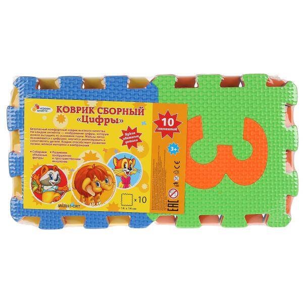 Коврик сборный Экран любимые герои ,с цифрами, 10 эл., каждый 14*14см "Играем вместе" в кор.2*108шт