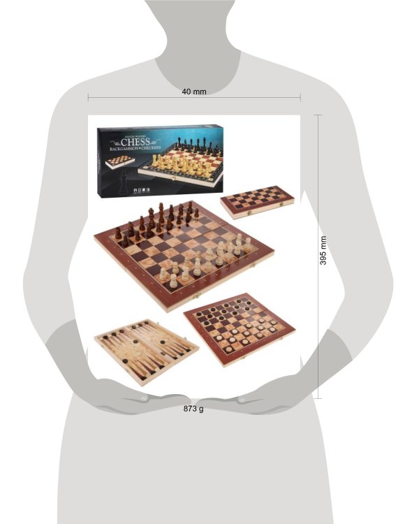 НИ 3 в1 Шахматы, шашки, нарды, игр поле 40х40см