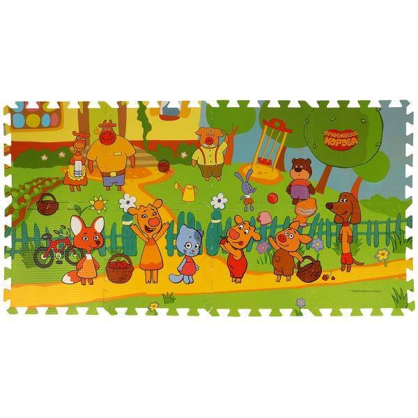 Коврик-пазл Оранжевая корова 8 сегментов, каждый 31.5*31.5см ИГРАЕМ ВМЕСТЕ в кор.12шт