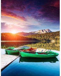 Алмаз мозаика (клас.) 30х40 см, с подр., с полн. заполн.   (цв.) Озеро и закат (Арт.AC34057)