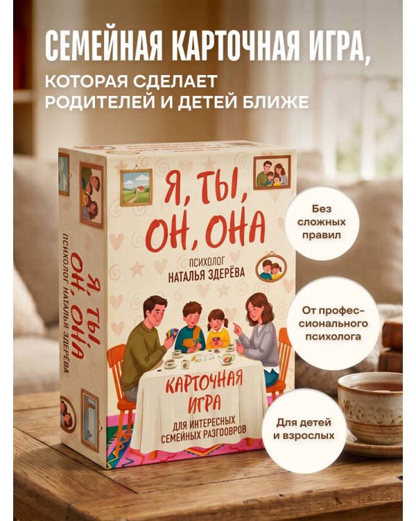 Дополнительное изображение книги «Я, ты, он, она. Карточная игра для интересных семейных разговоров. От психолога Натальи Здерёвой»