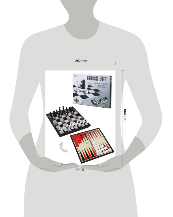 НИ 3 в1 Шахматы, шашки, нарды магнитные, игр. поле 25х25см.