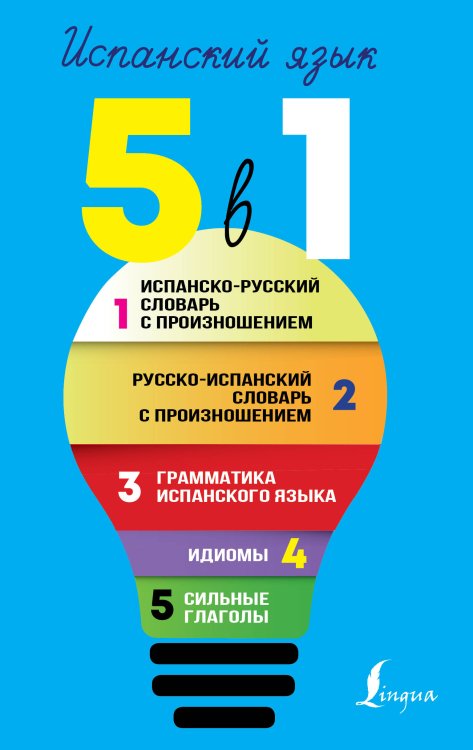 Обложка книги «Испанский язык. 5 в 1: Испанско-русский словарь с произношением. Русско-испанский словарь с произношением. Грамматика испанского языка. Идиомы. Сильные глаголы» — Матвеев Сергей Александрович, ISBN 9785171386825