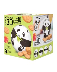 3D Пазл-копилка + 10 уроков про деньги. Панда. 60 деталей. Диаметр 7 см. ГЕОДОМ