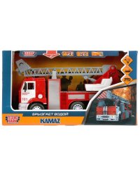 Машина пластик свет-звук KAMAZ камаз ПОЖАРНАЯ 26см, инерц, двери, кор. Технопарк в кор.18шт