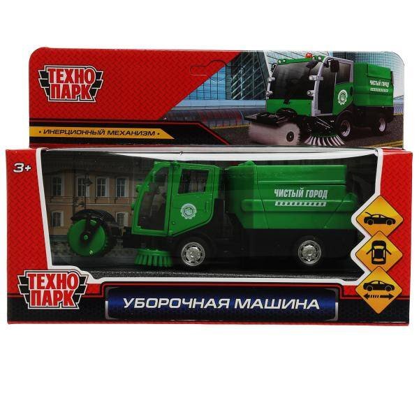 СПЕЦТЕХНИКА (Умка) Машина металл УБОРОЧНАЯ МАШИНА 15,5 см, двери, багаж, зелен, кор. Технопарк в кор.2*36шт