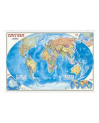 Карта 101х69 см. Мир Политический. ЛАМ. Настенная на рейках. М1:27,5 млн. ПРОкарта