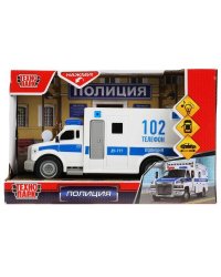 Машина пластик свет-звук ПОЛИЦИЯ 20 см, двери, инерц, бел, кор. Технопарк в кор.24шт