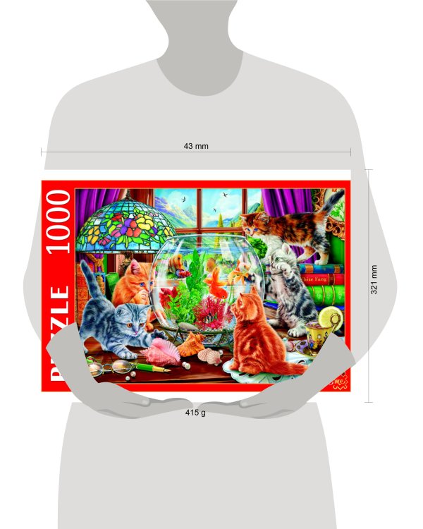 ПАЗЛЫ 1000 элементов. Ф1000-0753 КОТЯТА У АКВАРИУМА