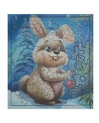 Игрушка развивающая для детей старше трех лет пазл "КРОЛИК". Зимняя коллекция (40 дет.)