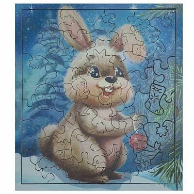 Игрушка развивающая для детей старше трех лет пазл "КРОЛИК". Зимняя коллекция (40 дет.)