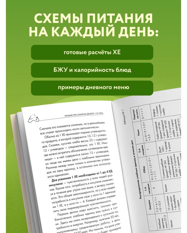 Дополнительное изображение книги «Лечебный стол №9 при диабете 1 типа. Более 130 рецептов с учетом хлебных единиц: супы, салаты, гарниры, напитки»