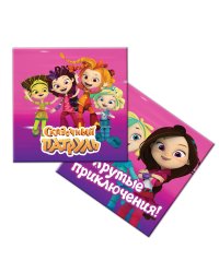 Сказочный патруль. Салфетки бумажные трехслойные (розовые) 33*33 см, 12 шт