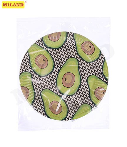 Тарелка бумажная Авокадо (17 см, 6 шт) флоупак ФЛ-7482