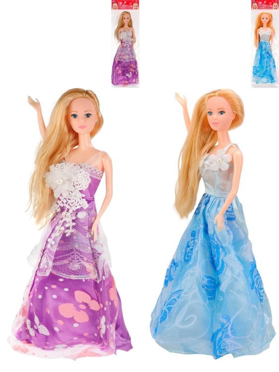 Кукла (28см) в нарядном платье (ноги гнуться) 2 вида микс в пакете (Арт. 1874373)