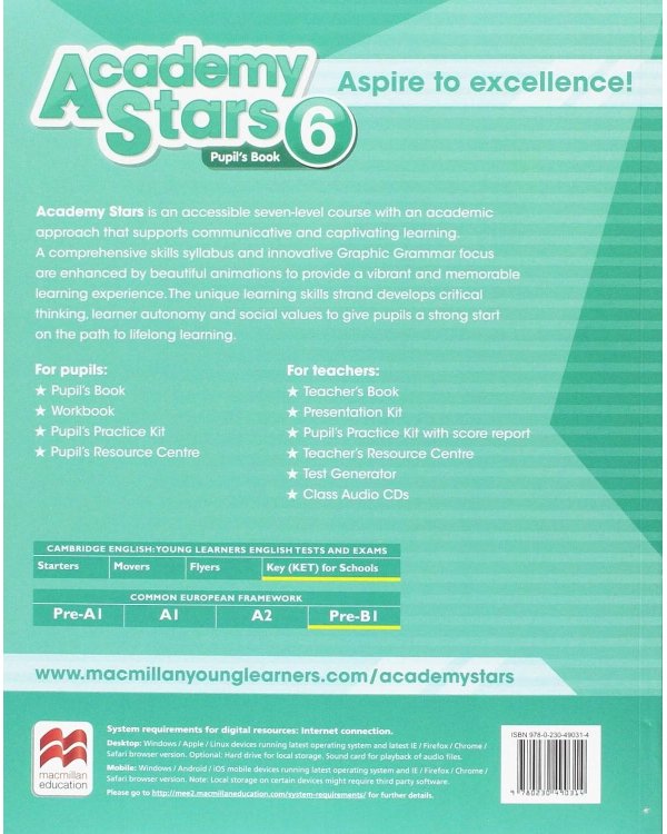 Academy Stars 6 Level 6 Pupil’s Book with online resources Учебник уровень 6