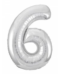 Шар Agura Slim серебро цифра 6 (40''/102 см) 754566