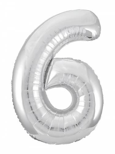 Шар Agura Slim серебро цифра 6 (40''/102 см) 754566