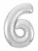 Шар Agura Slim серебро цифра 6 (40''/102 см) 754566