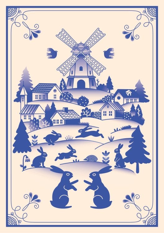 Блокнот Жили-были. Гжель «Зайчики» (формат А5, 144 стр., блинтовое тиснение, тонированный блок)