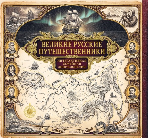 Обложка книги «Великие русские путешественники. Интерактивная семейная энциклопедия» — <не указано>, ISBN 9785042231278