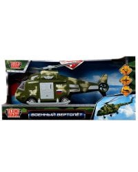 Модель пластик свет-звук ВЕРТОЛЁТ 20см, откр. каб., подв.. дет., инер., кор. Технопарк в кор.2*48шт