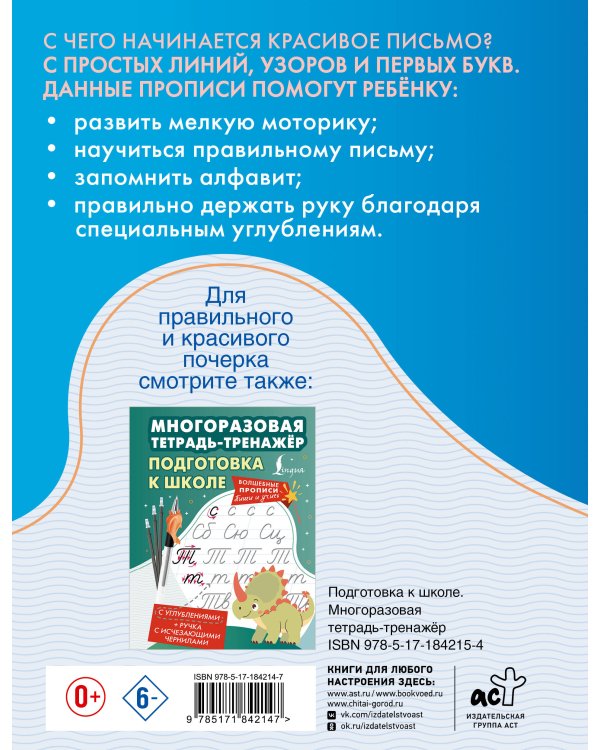 Дополнительное изображение книги «Готовим руку к письму. Многоразовая тетрадь-тренажёр»