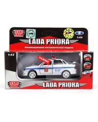 МАШИНА "ТЕХНОПАРК" МЕТАЛЛ. ИНЕРЦ. ЛАДА-ПРИОРА ДЕЖУРНАЯ ЧАСТЬ 1:43, СВЕТ+ЗВУК В КОР. в кор.2*24шт