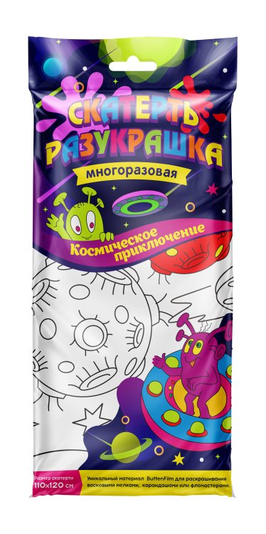 Скатерть ButtenFilm 1100х1200х0,060 60/1 белый Скатерть Космическое приключение