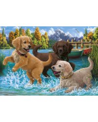 Алмаз. мозаика (класс.)40х50см,с подр.,с полн. зап. (40 цв.) МИЛЫЕ ЩЕНЯТА В ВОДЕ. Арт. AC4028