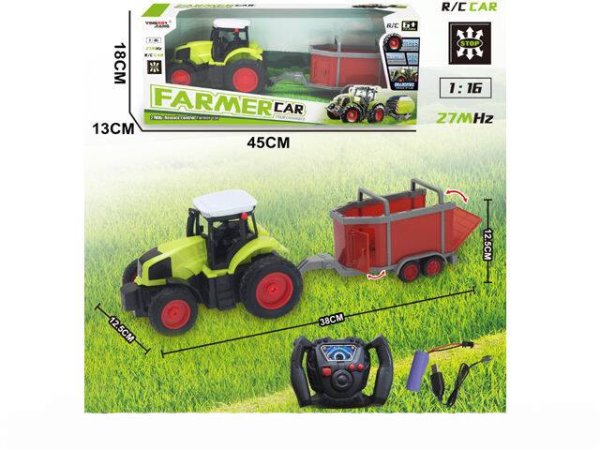 Грузовики, техника Р/У (Рыжий Кот) Машинка на р/у (38*12.5*12.5)"Трактор с прицепом-3"(USB,акк.3.7V в компл) (Арт. 2064657)