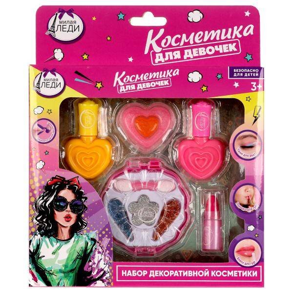 Косметика ДЛЯ ДЕВОЧЕК тени, тени с блестками, помада, блеск, лак МИЛАЯ ЛЕДИ в кор.2*120шт