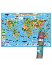 Карта 101х69 см. Наша планета. Животный и растительный мир. ЛАМ. Настенная в тубусе. ПРОкарта