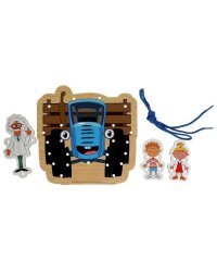 Шнуровка "трактор и герои" СИНИЙ ТРАКТОР 20*18 см, термопленка Буратино в кор.300шт