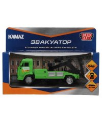 Машина металл KAMAZ ЭВАКУАТОР 15 см, двери, подвиж дет, инерц, зеленый, кор. Технопарк в кор.2*36шт