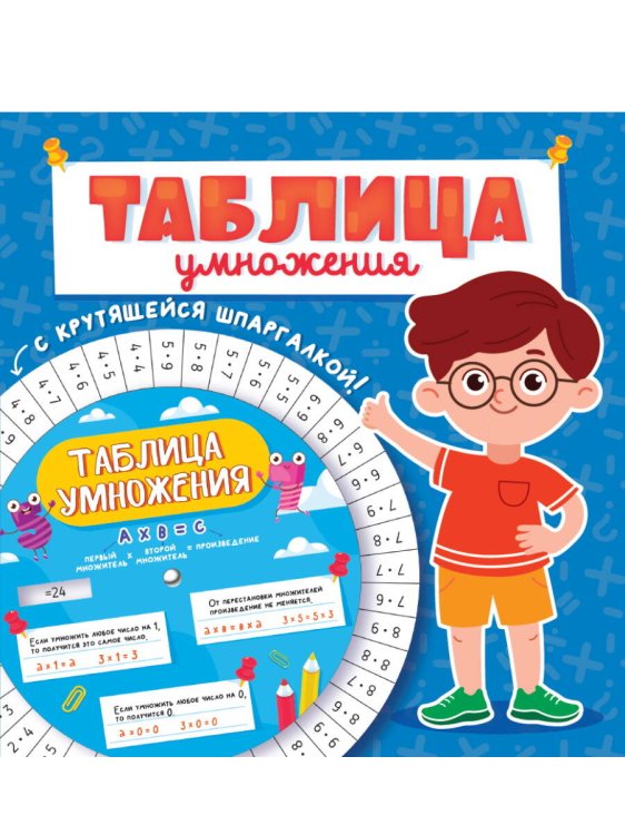 СЕРИЯ: ТАБЛИЦА УМНОЖЕНИЯ с крутящейся шпаргалкой 198х199 (Проф-Пресс) ТАБЛИЦА УМНОЖЕНИЯ с крутящейся шпаргалкой. ДЛЯ МАЛЬЧИКОВ