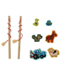 Игра ловим + 2 удочки СИНИЙ ТРАКТОР в пак. Буратино в кор.300шт