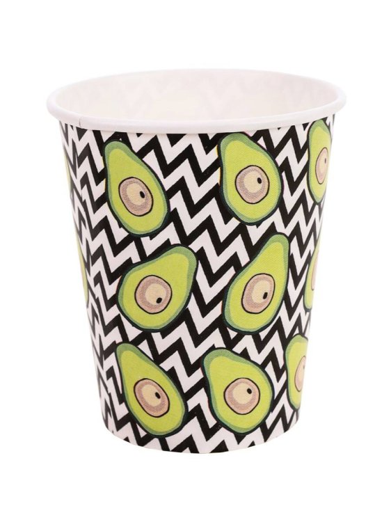 Стаканы бумажные Авокадо (250 мл, 6 шт) флоупак ФЛ-7483