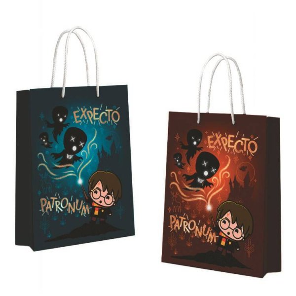 Harry Potter. Пакет подарочный большой (сине-коричневый), 250*350*100 мм (чиби)